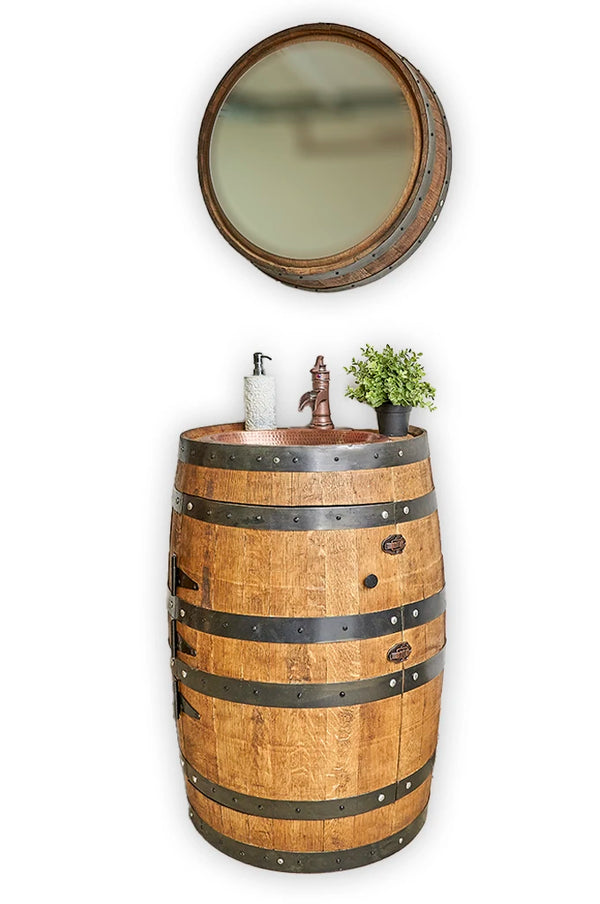 Whiskey Barrel Round Mirror