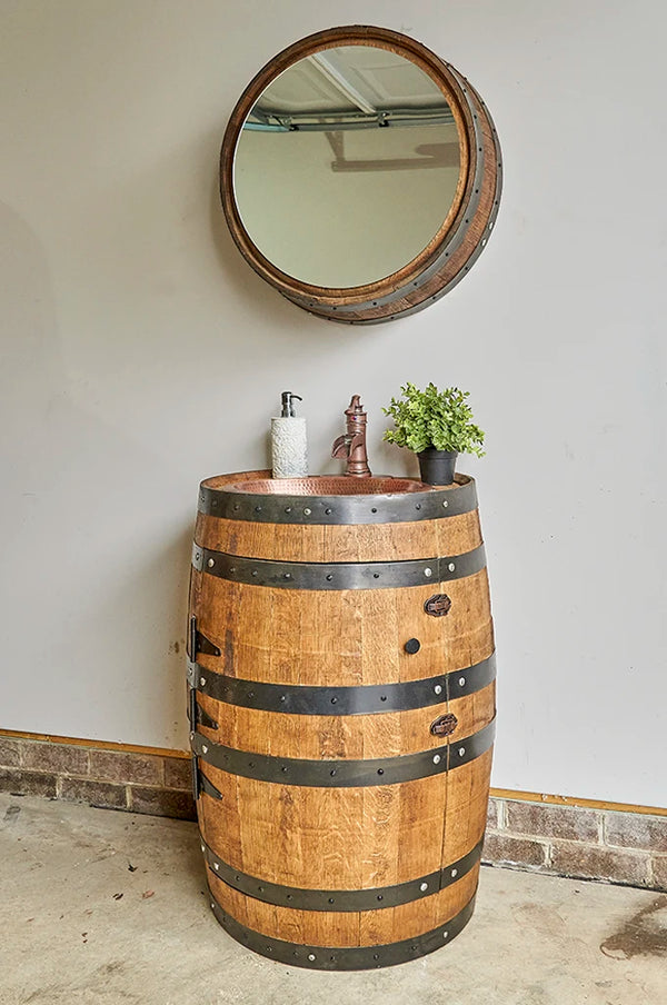 Whiskey Barrel Round Mirror