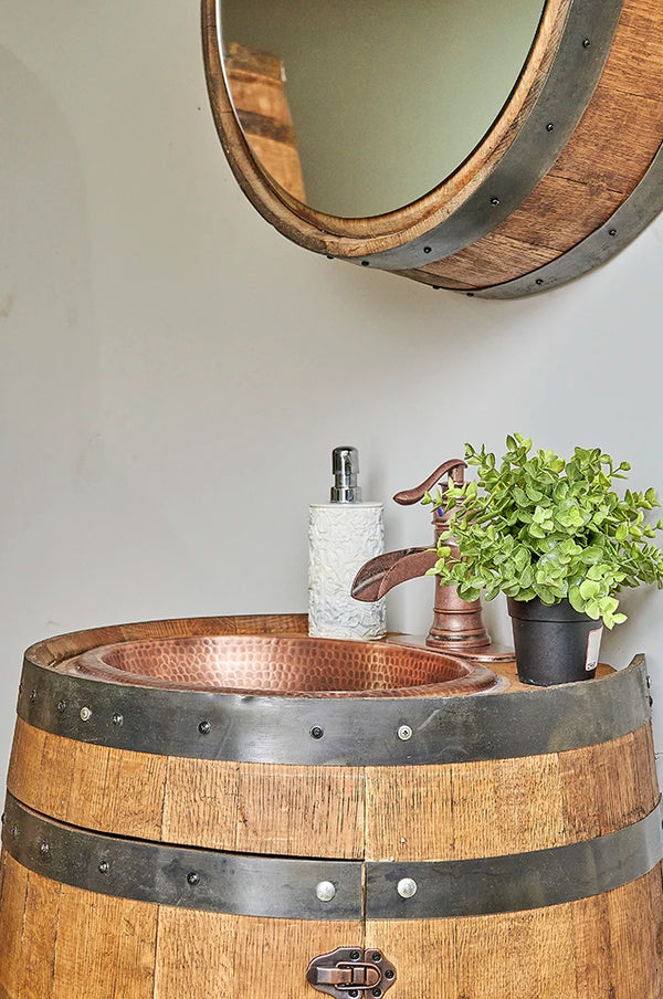 Whiskey Barrel Round Mirror