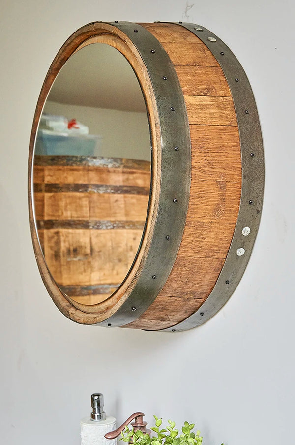 Whiskey Barrel Round Mirror