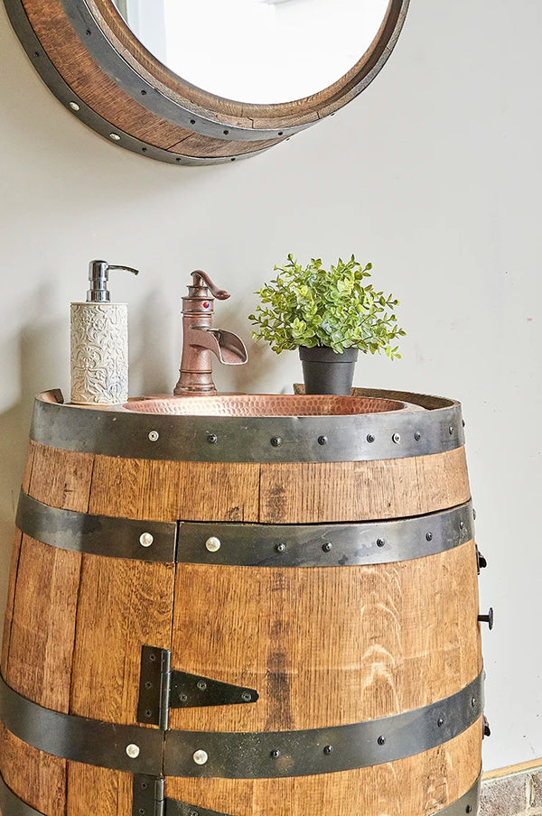 Whiskey Barrel Round Mirror