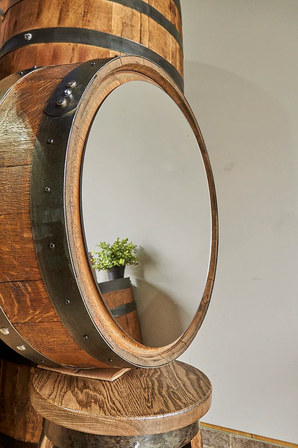 Whiskey Barrel Round Mirror