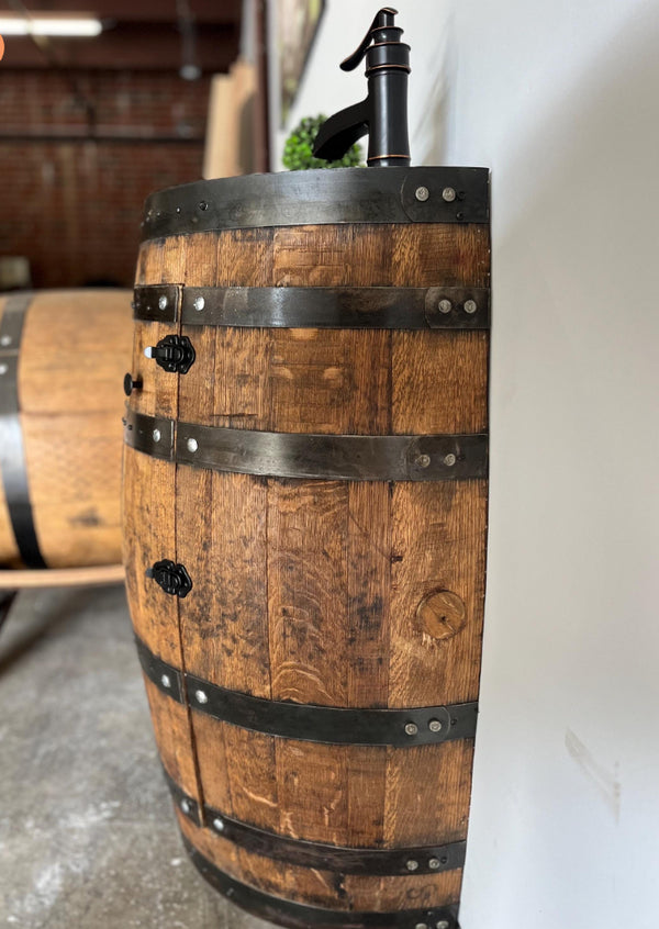 Half Whiskey Barrel Vanity Sink
