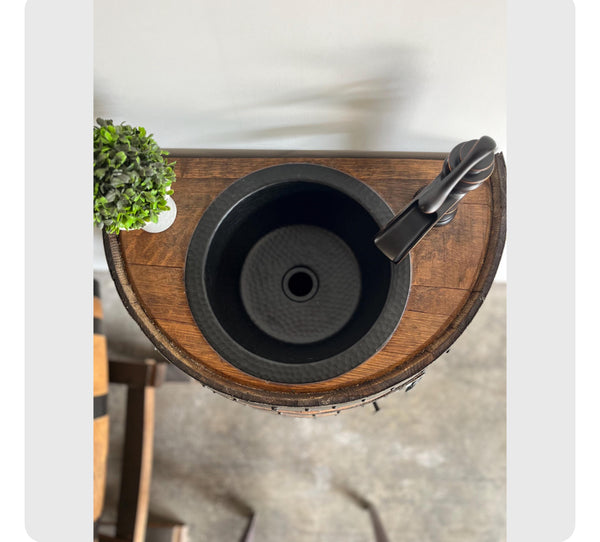 Half Whiskey Barrel Vanity Sink