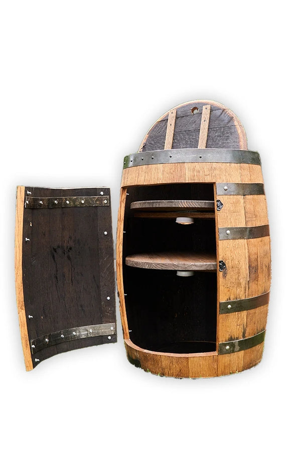 Whiskey / Bourbon Barrel Cabinet - Display Liquor Cabinet