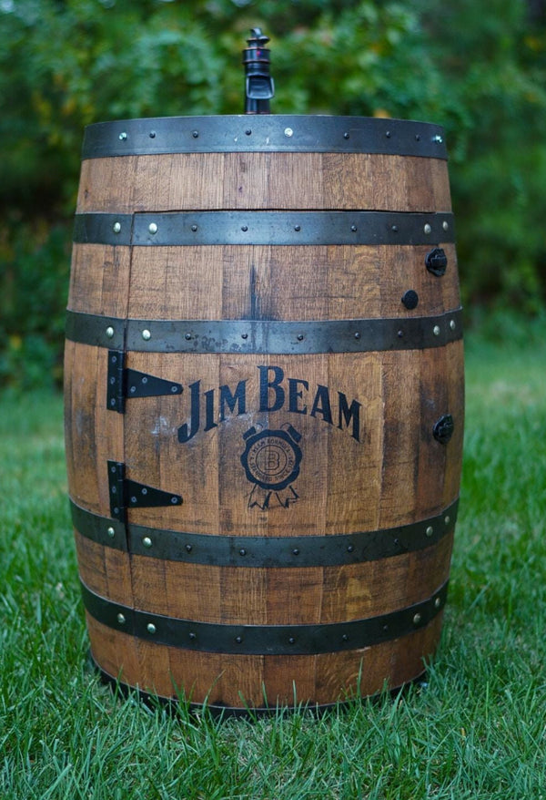3/4 Whiskey Barrel Vanity with Black Hammered Sink and Faucet
