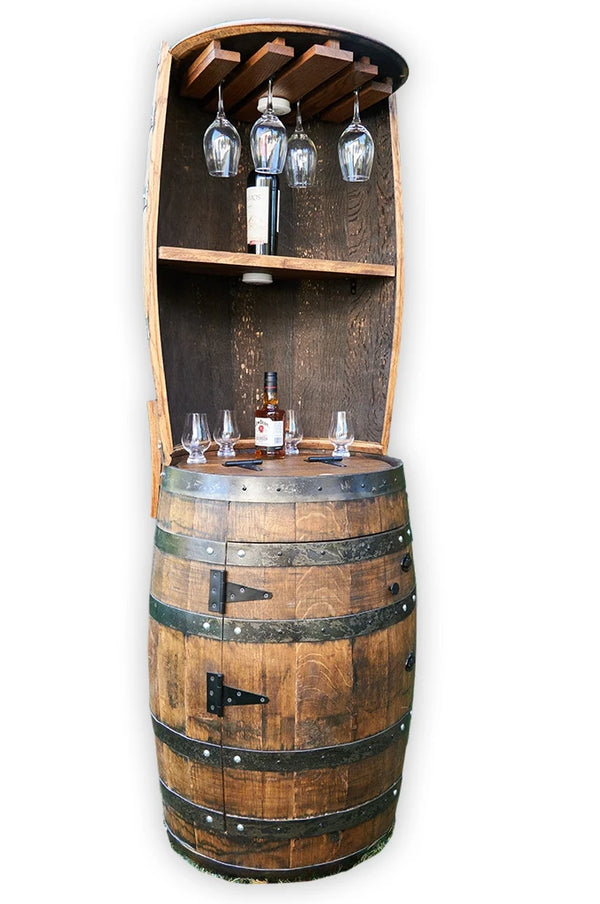 Double Whiskey Barrel, Display Liquor Cabinet