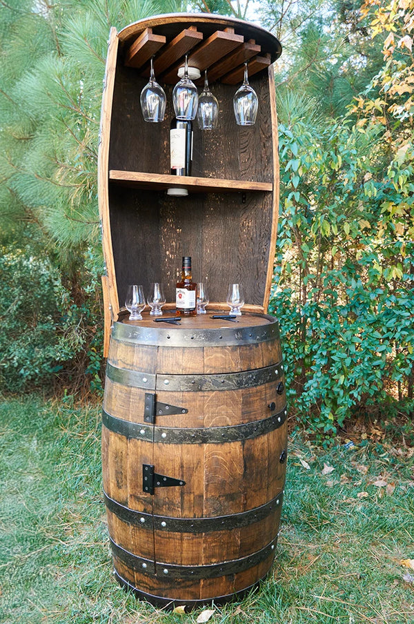 Double Whiskey Barrel, Display Liquor Cabinet