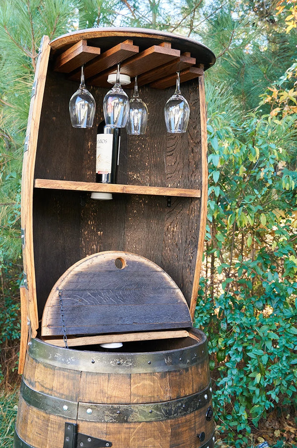 Double Whiskey Barrel, Display Liquor Cabinet