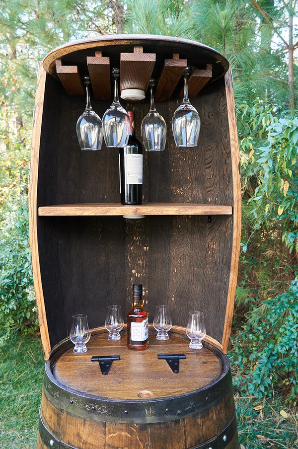 Double Whiskey Barrel, Display Liquor Cabinet