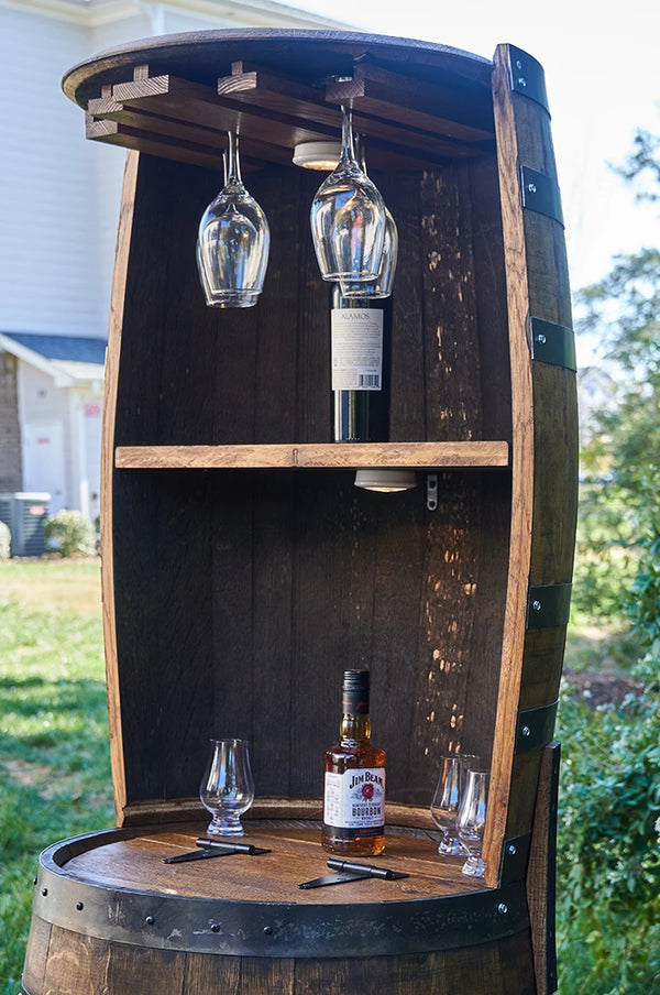 Double Whiskey Barrel, Display Liquor Cabinet