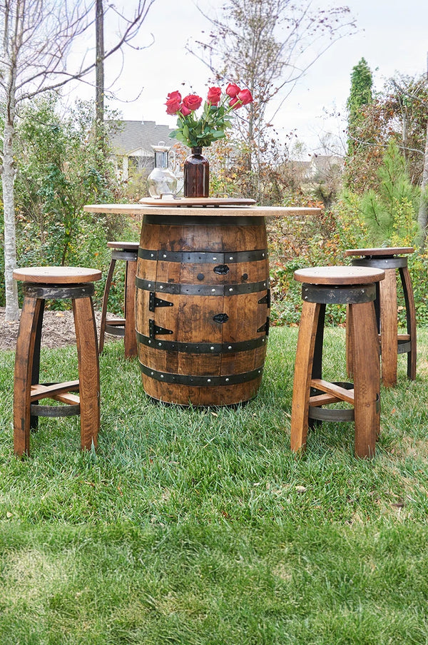 Bourbon Whiskey Barrel Stools with Swivel