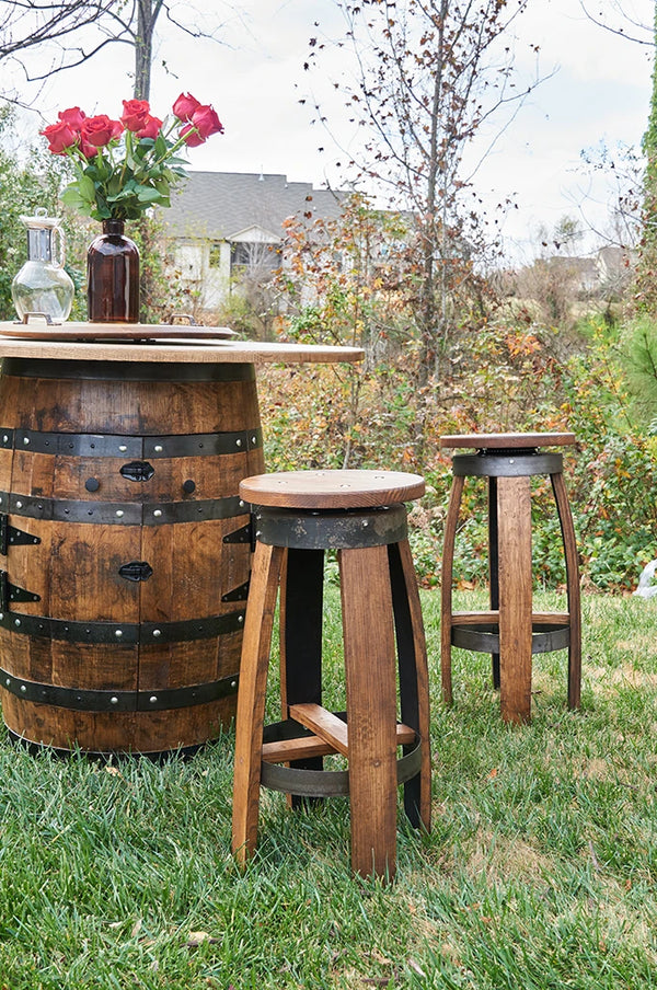 Bourbon Whiskey Barrel Stools with Swivel