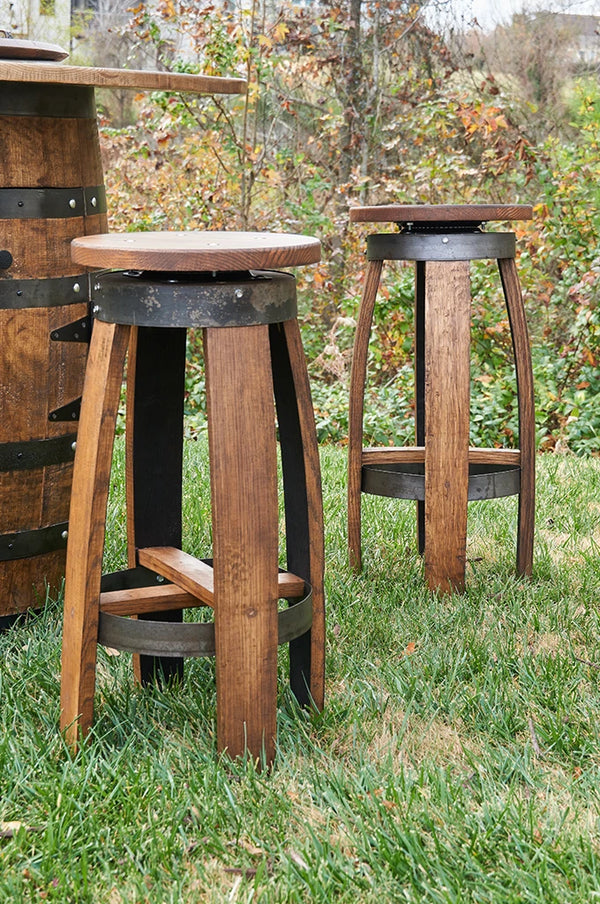 Bourbon Whiskey Barrel Stools with Swivel