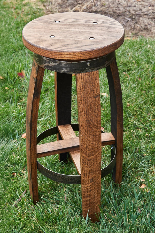 Bourbon Whiskey Barrel Stools with Swivel