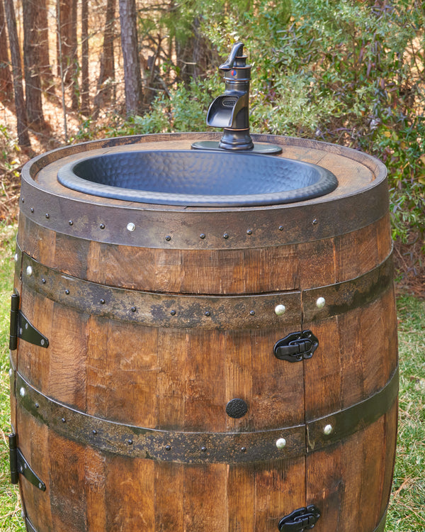 Rustic Full Whiskey Barrel Sink Vanity: Handmade Farmhouse Bathroom Decor