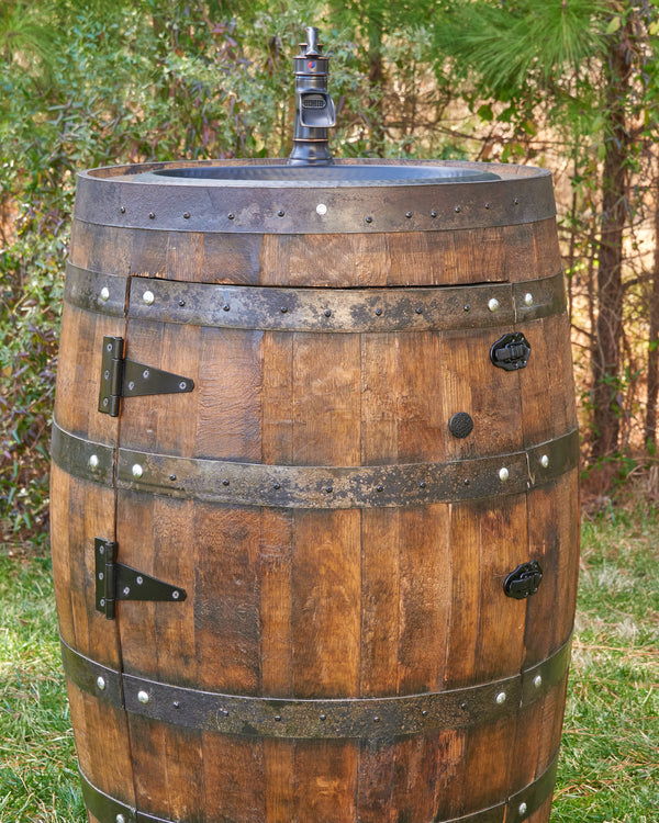 Rustic Full Whiskey Barrel Sink Vanity: Handmade Farmhouse Bathroom Decor