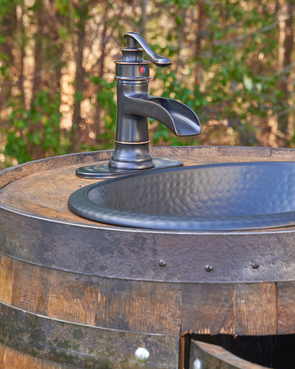 Rustic Full Whiskey Barrel Sink Vanity: Handmade Farmhouse Bathroom Decor