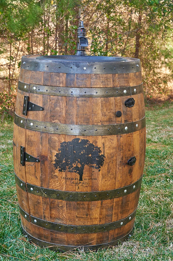 Whiskey Full Barrel Vanity with Hammered Sink and Faucet