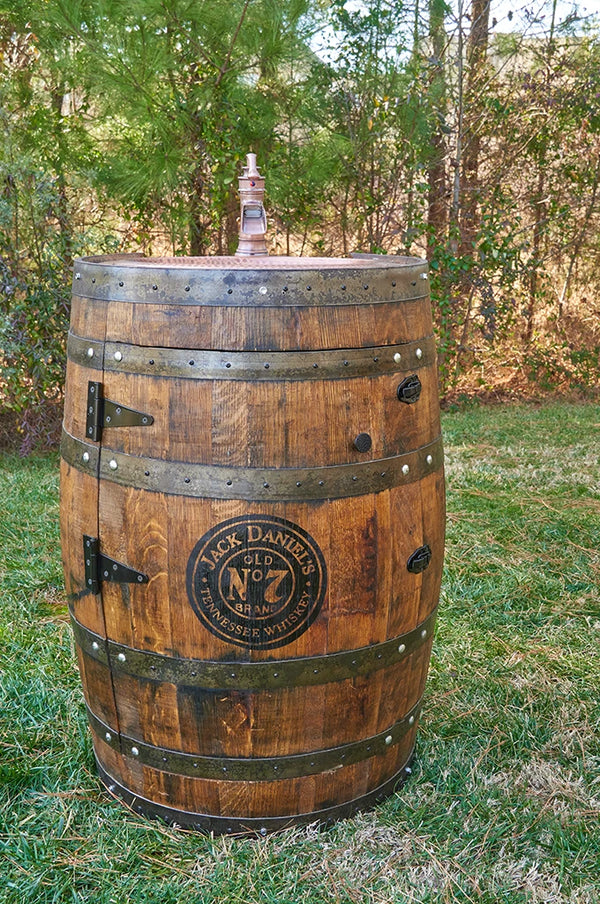 3/4 Whiskey Barrel Vanity with Cooper Hammered Sink and Faucet