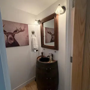 Half Whiskey Barrel Vanity Sink